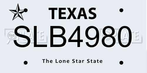 SLB4980 Texas License Plate