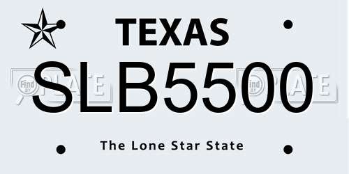 SLB5500 Texas License Plate