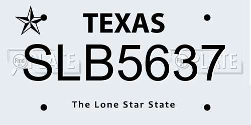 SLB5637 Texas License Plate