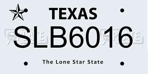 SLB6016 Texas License Plate