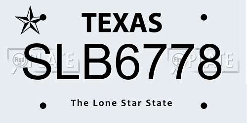 SLB6778 Texas License Plate