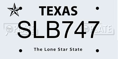 SLB747 Texas License Plate