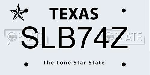 SLB74Z Texas License Plate