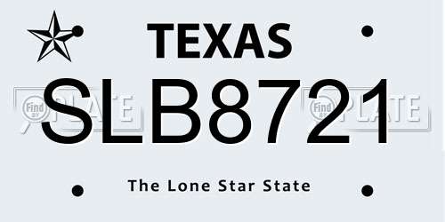 SLB8721 Texas License Plate