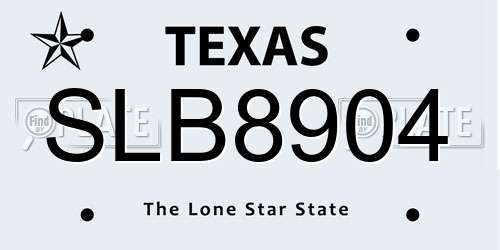 SLB8904 Texas License Plate