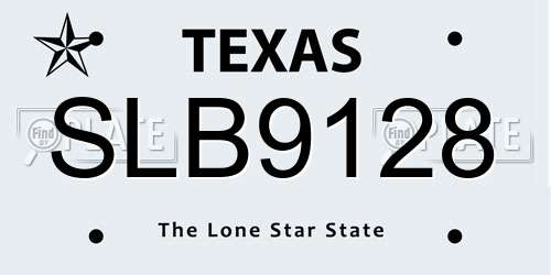 SLB9128 Texas License Plate