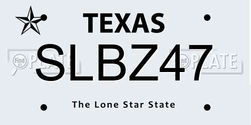 SLBZ47 Texas License Plate