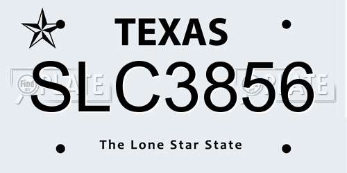 SLC3856 Texas License Plate