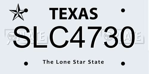 SLC4730 Texas License Plate