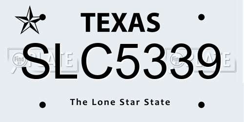 SLC5339 Texas License Plate