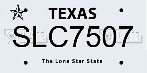 SLC7507 Texas License Plate