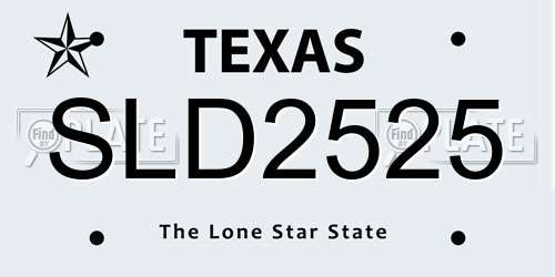SLD2525 Texas License Plate