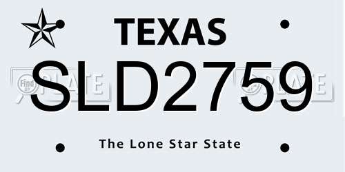 SLD2759 Texas License Plate