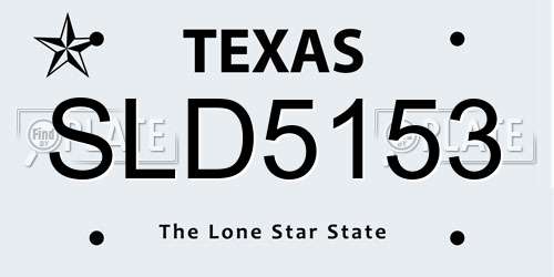SLD5153 Texas License Plate