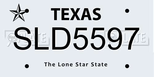 SLD5597 Texas License Plate