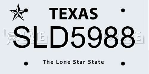 SLD5988 Texas License Plate