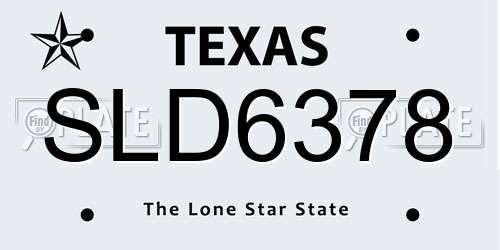 SLD6378 Texas License Plate