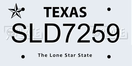 SLD7259 Texas License Plate