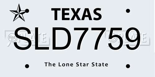 SLD7759 Texas License Plate
