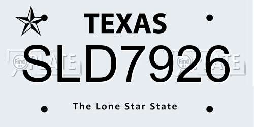SLD7926 Texas License Plate