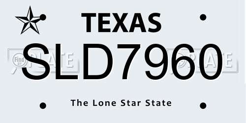 SLD7960 Texas License Plate