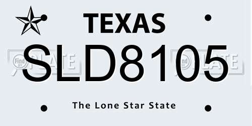 SLD8105 Texas License Plate