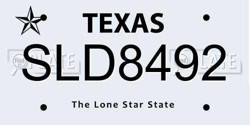 SLD8492 Texas License Plate