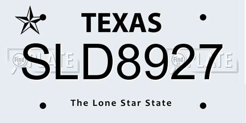 SLD8927 Texas License Plate