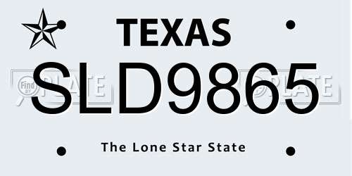 SLD9865 Texas License Plate