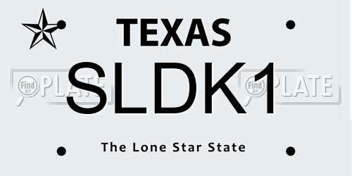 SLDK1 Texas License Plate