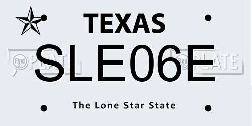 SLE06E Texas License Plate