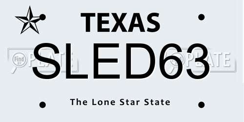 SLED63 Texas License Plate