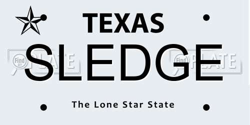 SLEDGE Texas License Plate