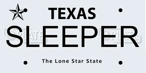 SLEEPER Texas License Plate