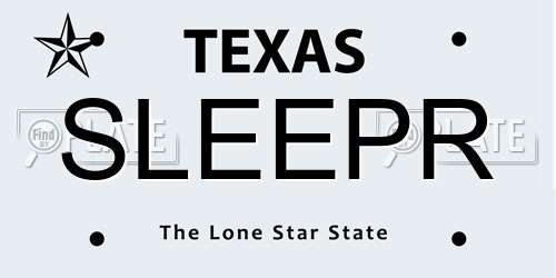 SLEEPR Texas License Plate