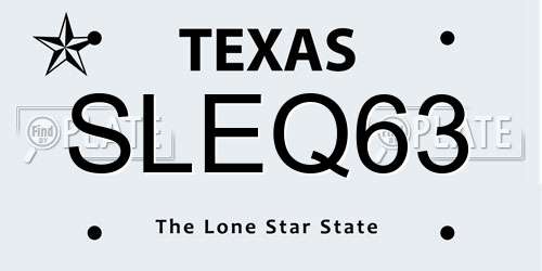 SLEQ63 Texas License Plate