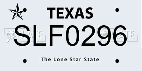 SLF0296 Texas License Plate