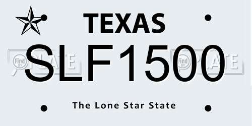 SLF1500 Texas License Plate