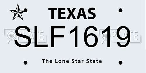 SLF1619 Texas License Plate