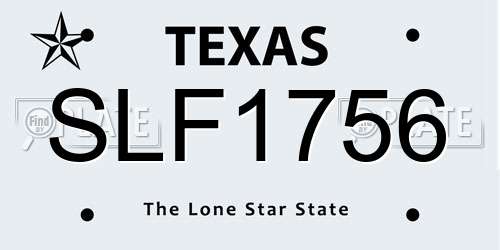 SLF1756 Texas License Plate