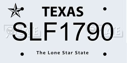 SLF1790 Texas License Plate