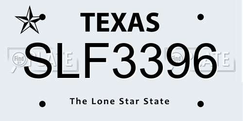SLF3396 Texas License Plate
