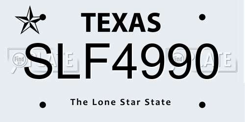 SLF4990 Texas License Plate