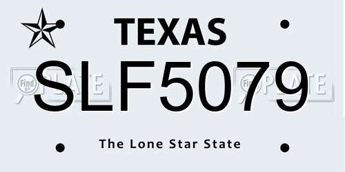 SLF5079 Texas License Plate