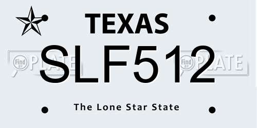 SLF512 Texas License Plate