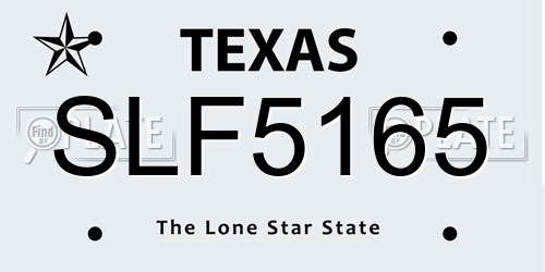 SLF5165 Texas License Plate