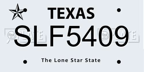 SLF5409 Texas License Plate