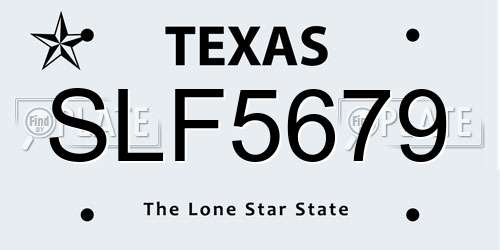 SLF5679 Texas License Plate