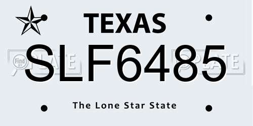 SLF6485 Texas License Plate