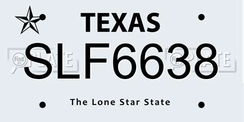 SLF6638 Texas License Plate